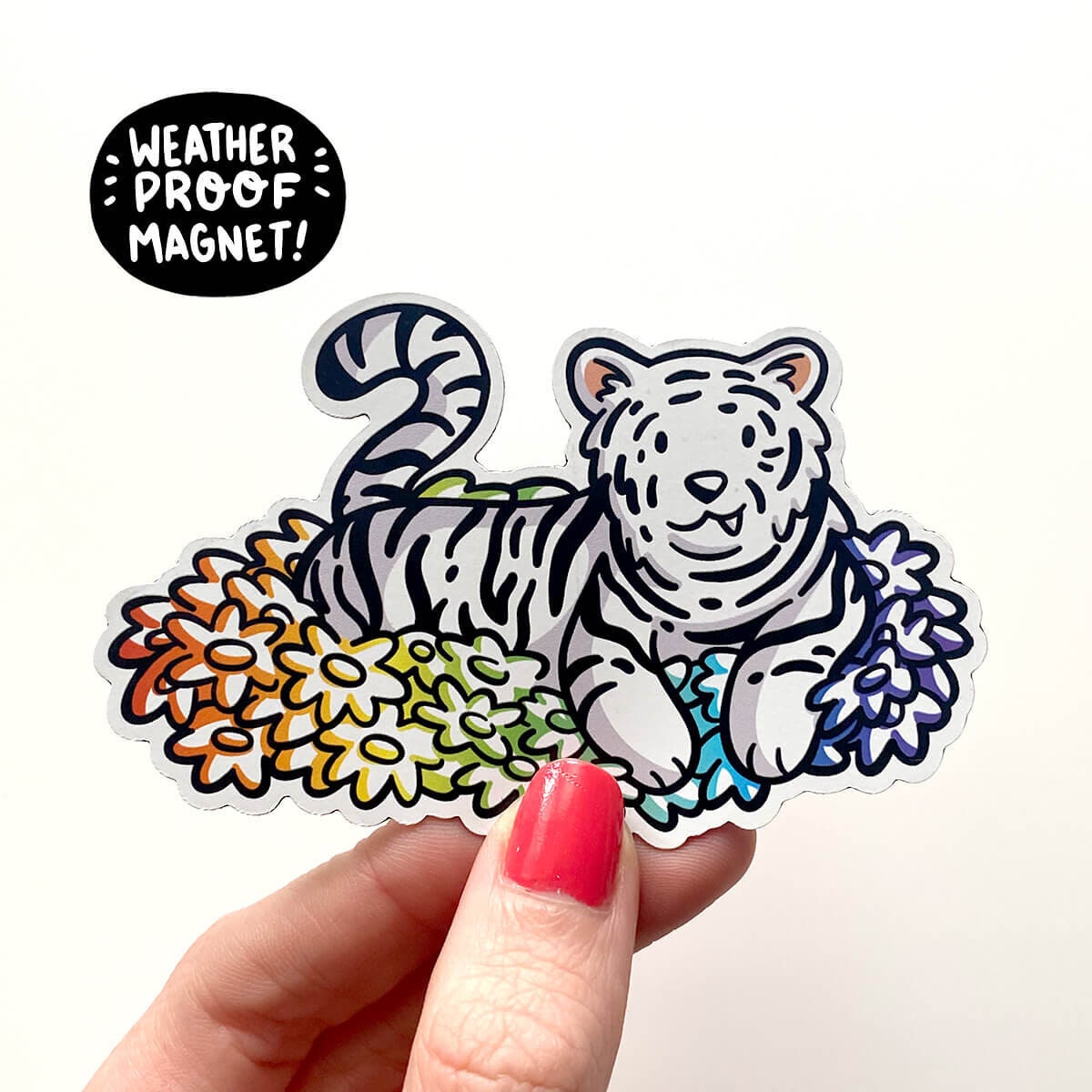 White Tiger Magnet