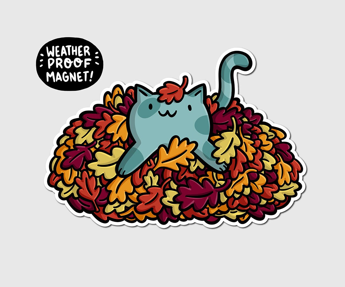Fall Leaves Cat Magnet