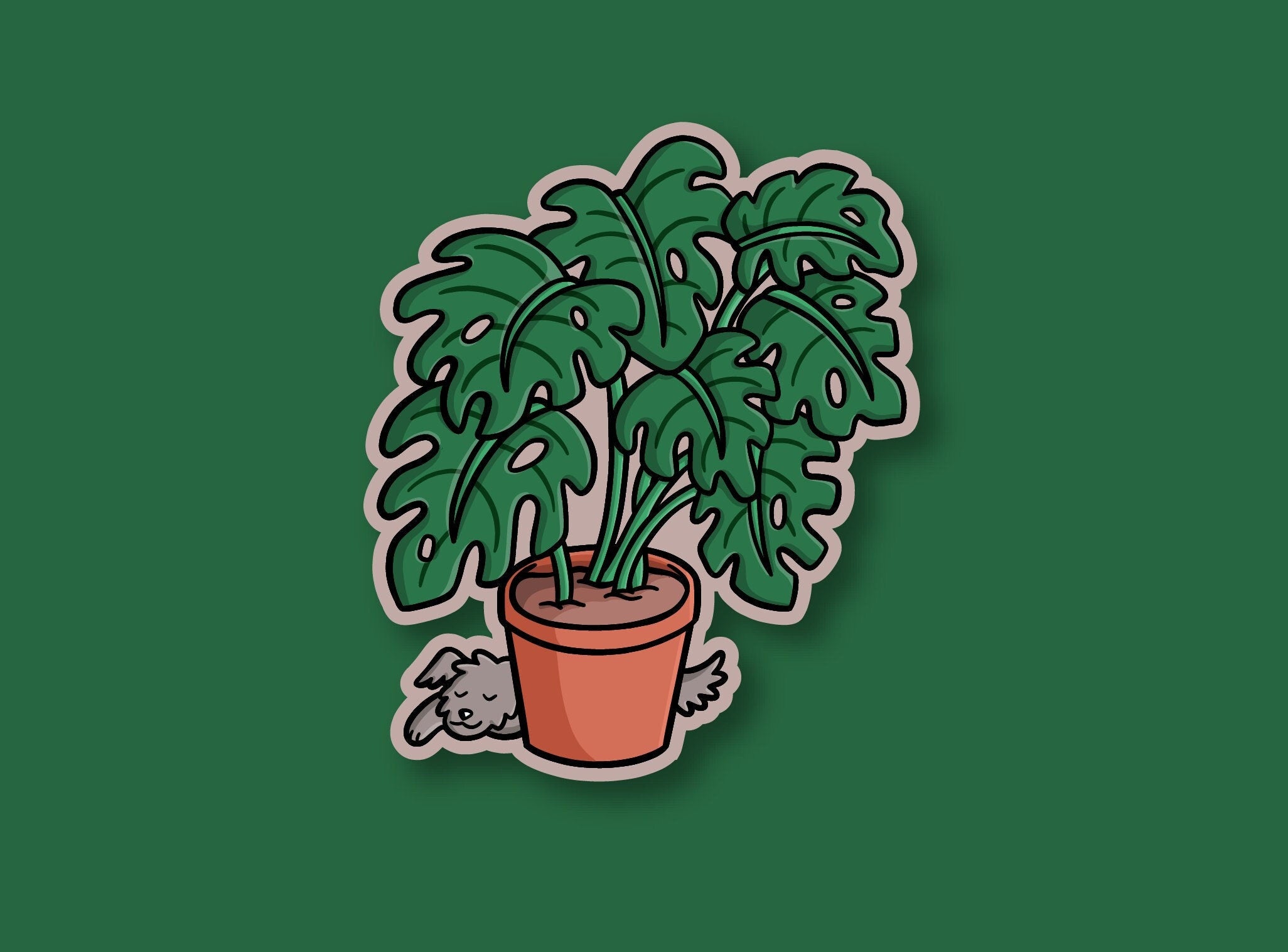 Monstera Dog Sticker
