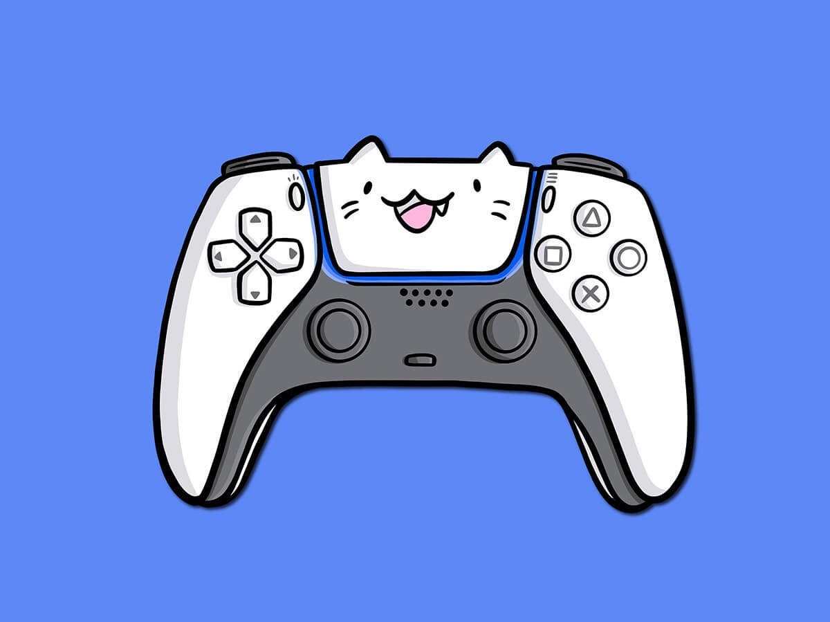 Video Game Controller Cat Sticker (White)