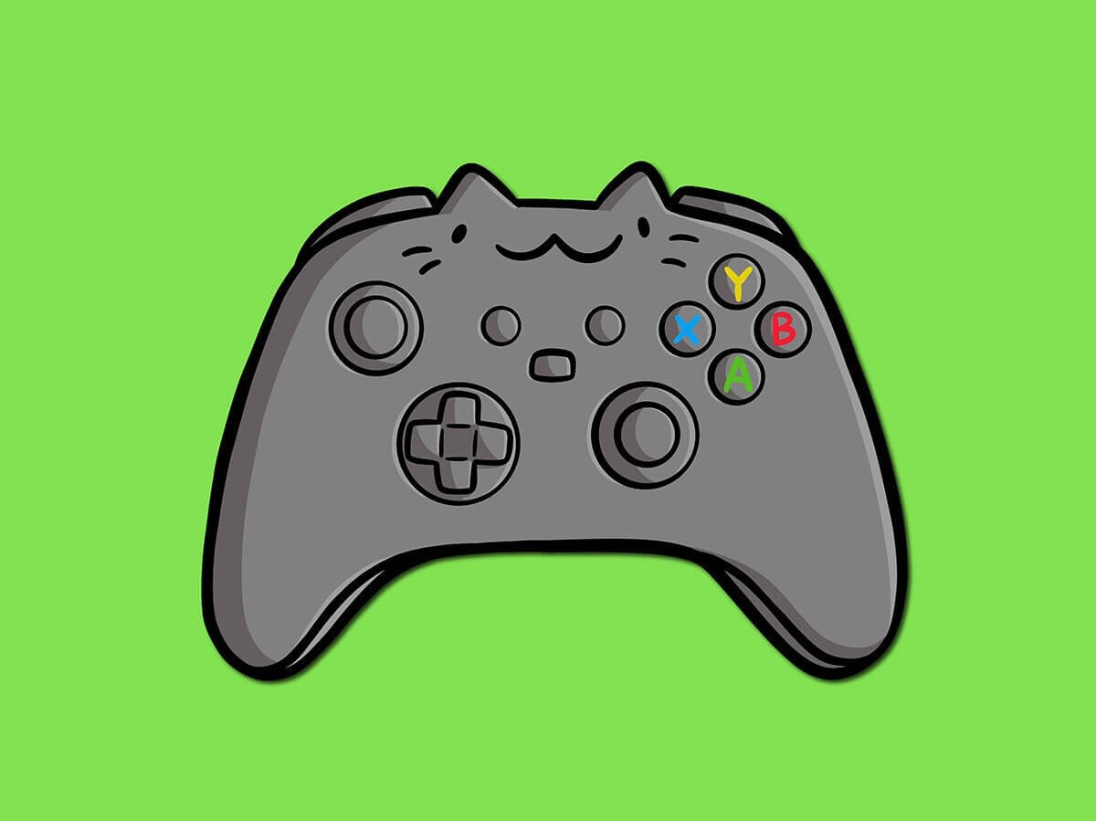 Video Game Controller Cat Sticker (Dark Gray)