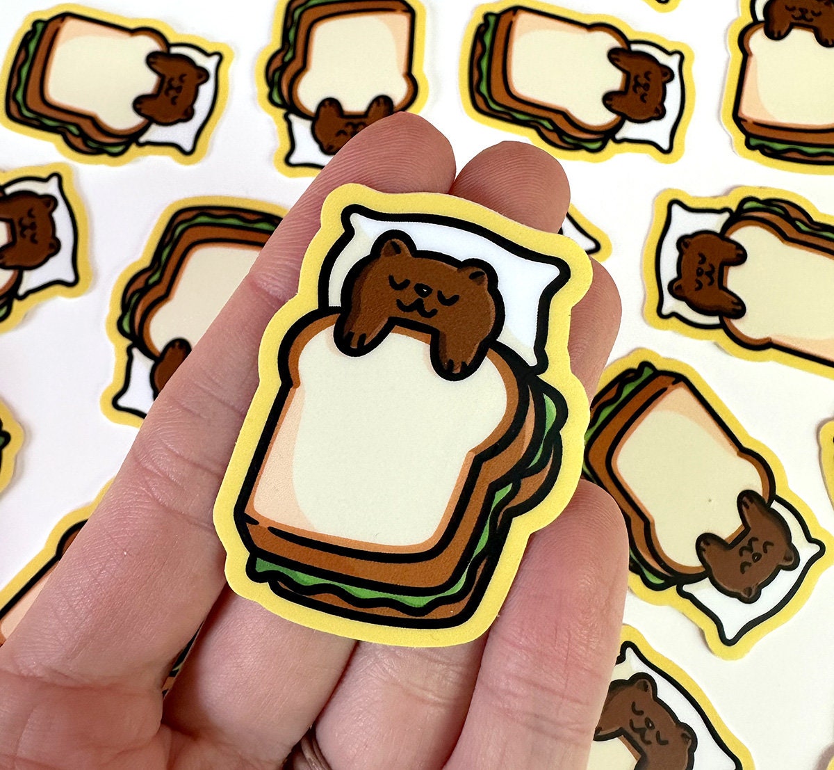 Sleepy Sandwich Bear Mini Sticker