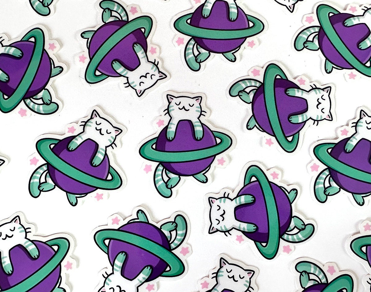 Saturn Cat Clear Mini Sticker