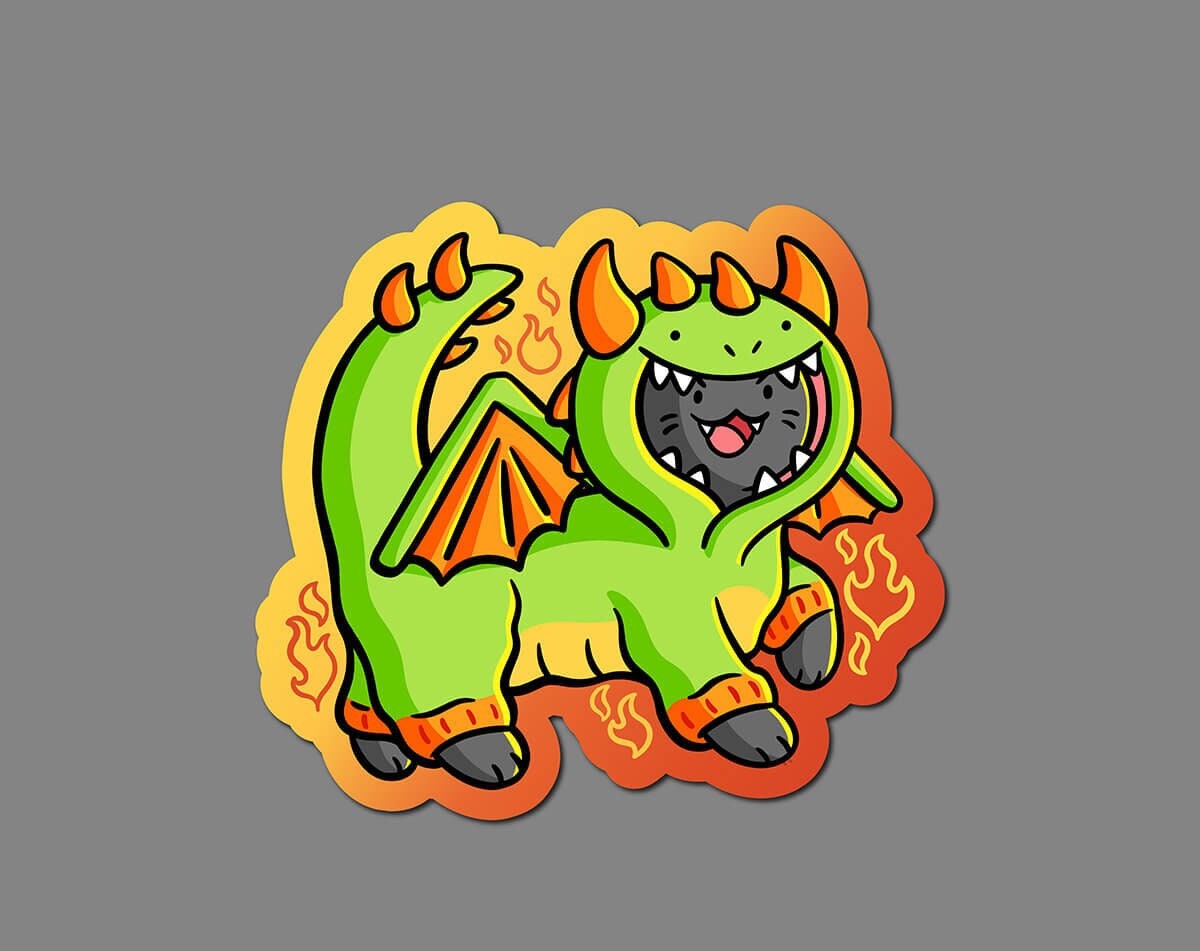 Dragon Costume Cat Sticker