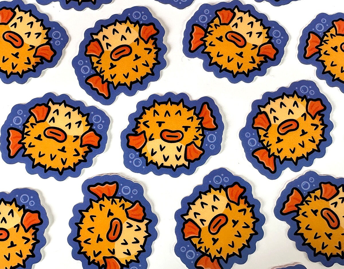 Grumpy Pufferfish Mini Sticker