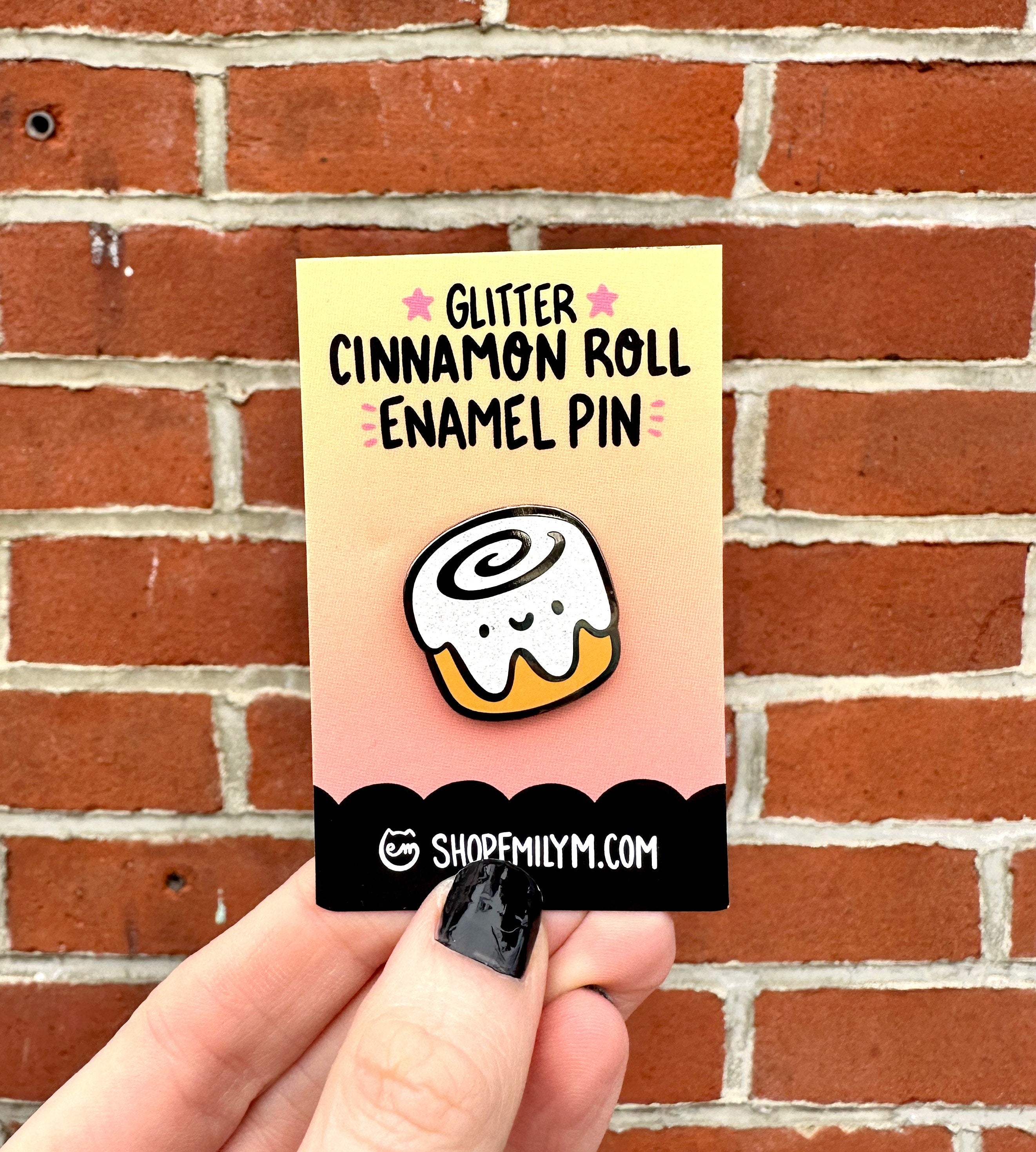 Cinnamon Roll Glitter Enamel Pin