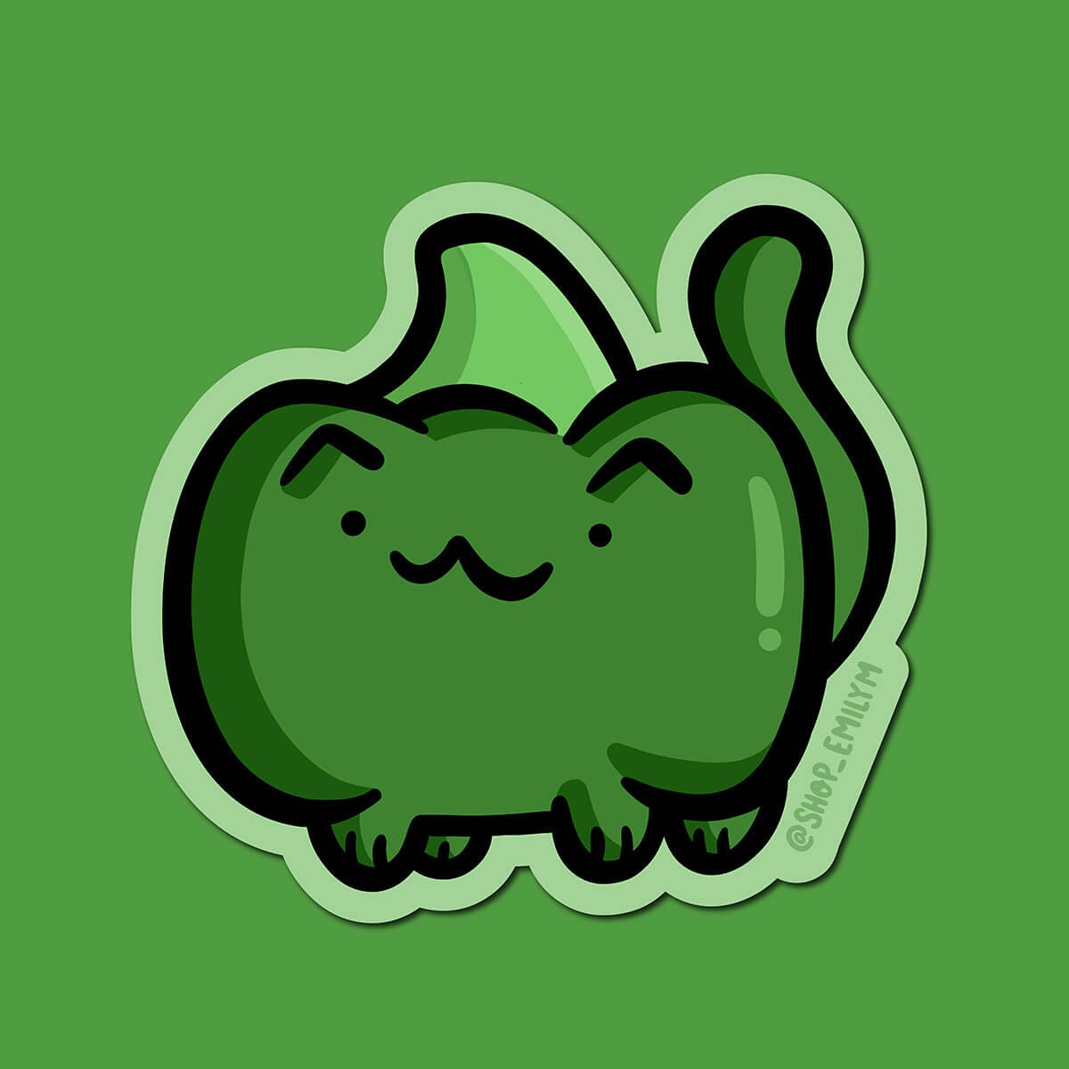 Green Bell Pepper Cat Sticker