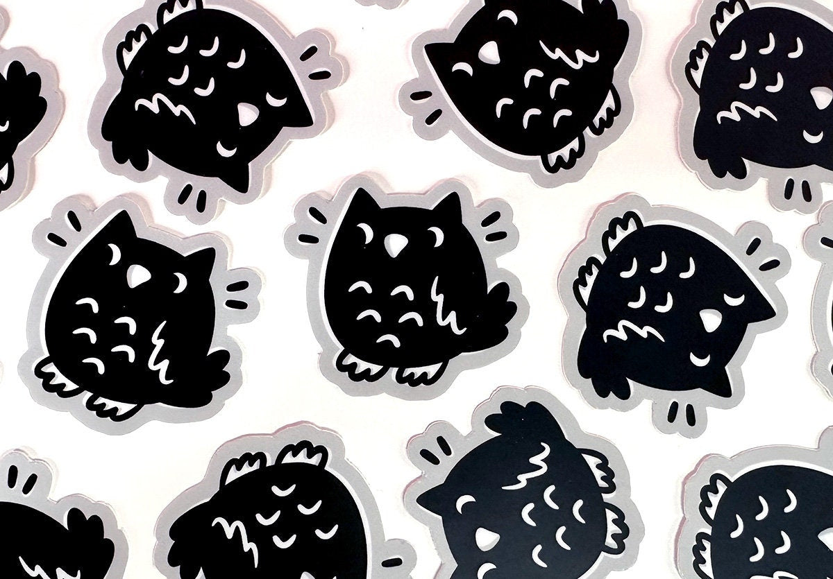 Black and White Owl Mini Sticker