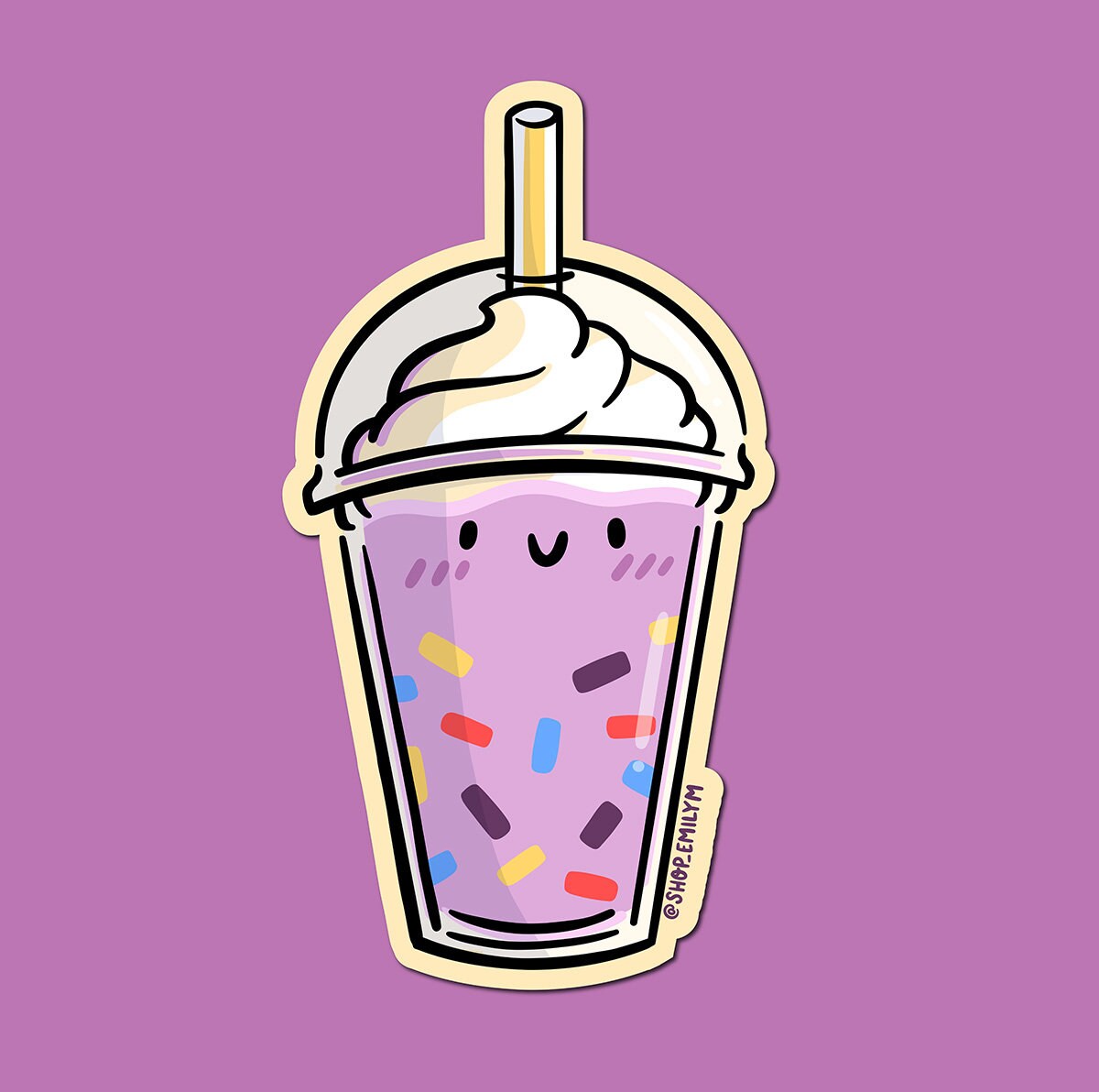 Purple Birthday Milkshake Sticker