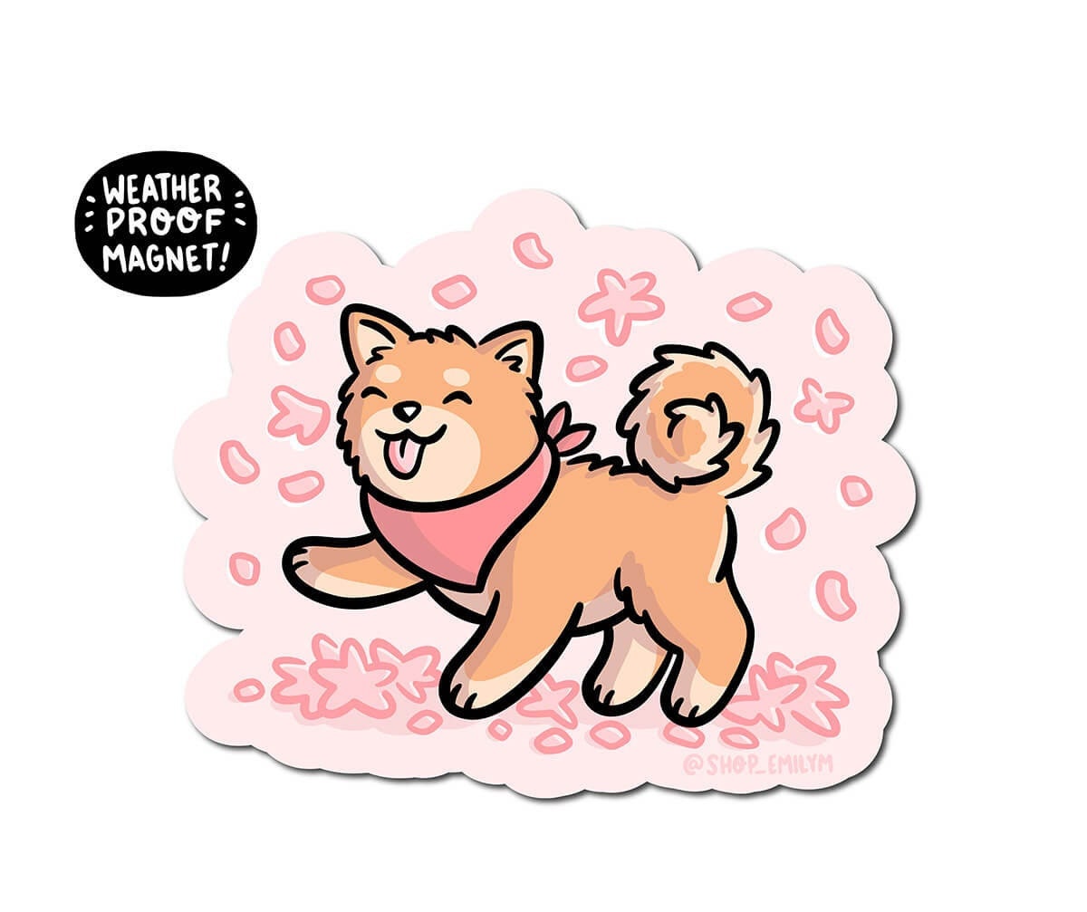 Happy Sakura Shiba Magnet