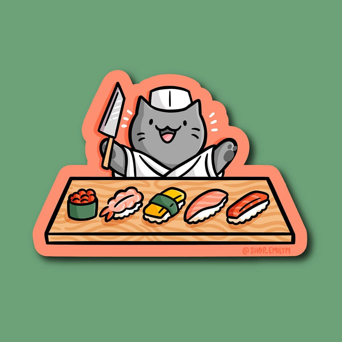 Sushi Chef Cat Sticker