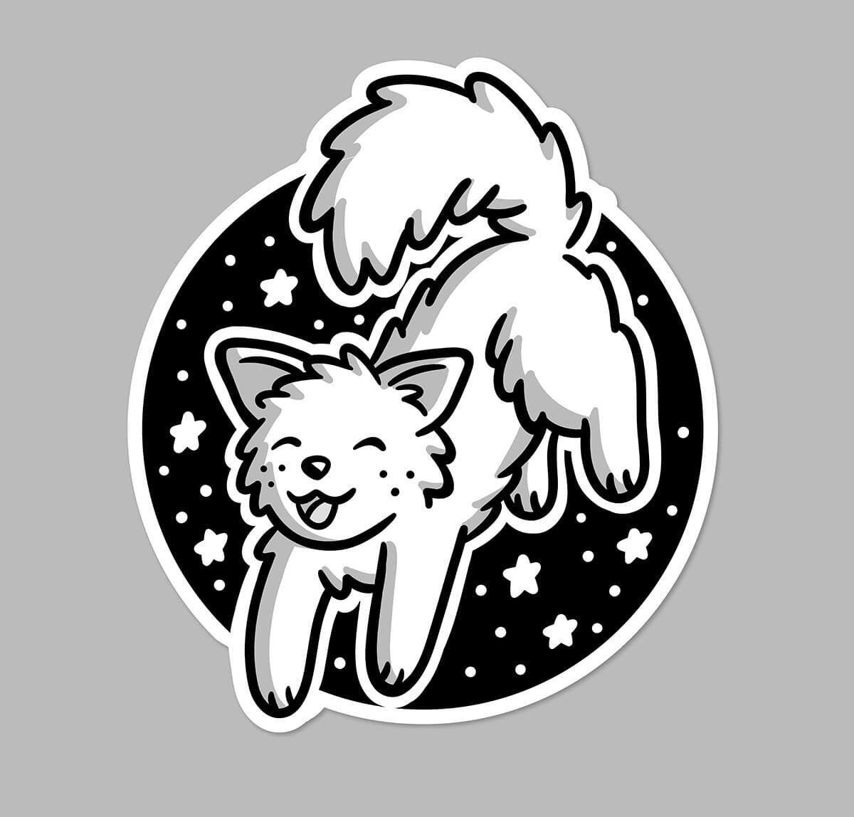 Jumping Wolf Sticker