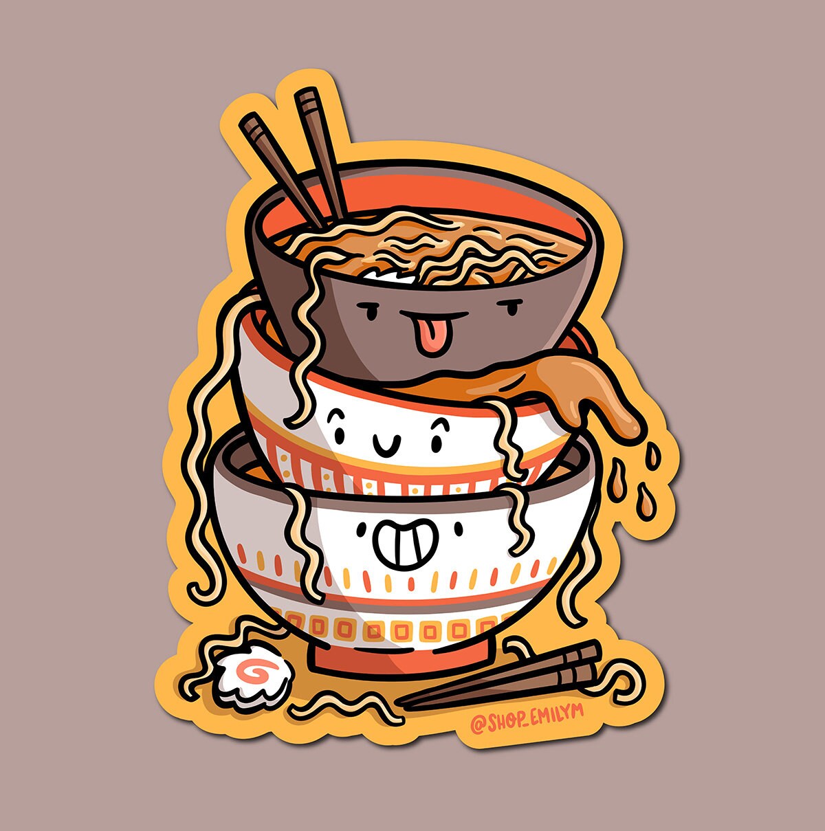 Stacked Ramen Bowls Sticker
