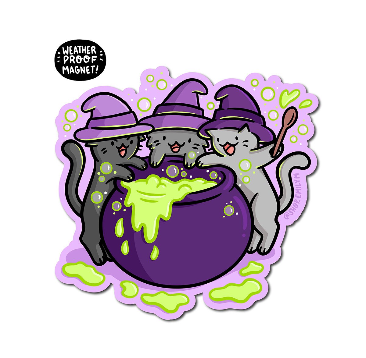 Cauldron Witch Cats Magnet