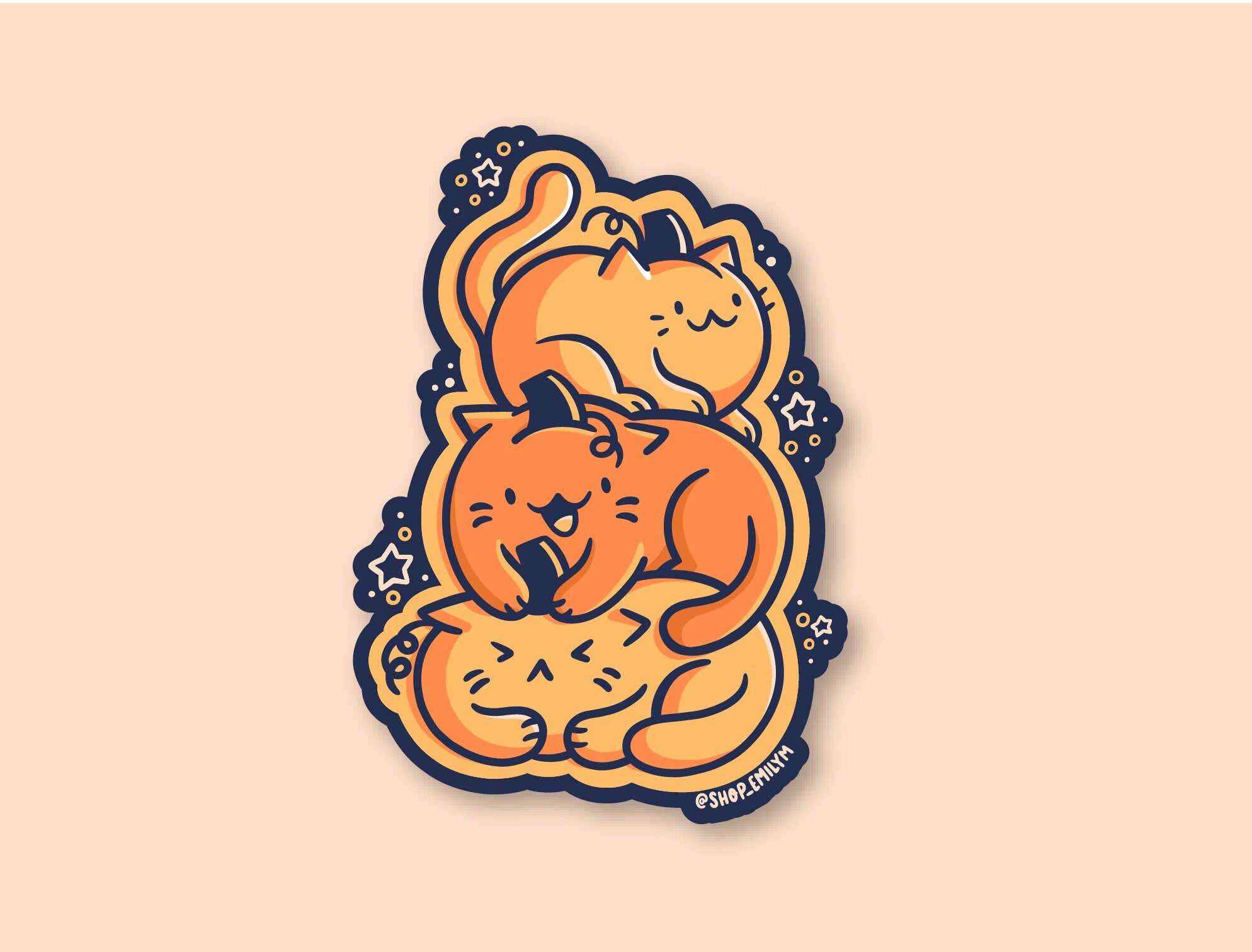 Stacked Pumpkin Cats Magnet