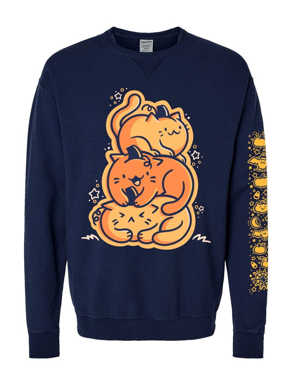 Pumpkin Cats Halloween Crew Neck Sweatshirt