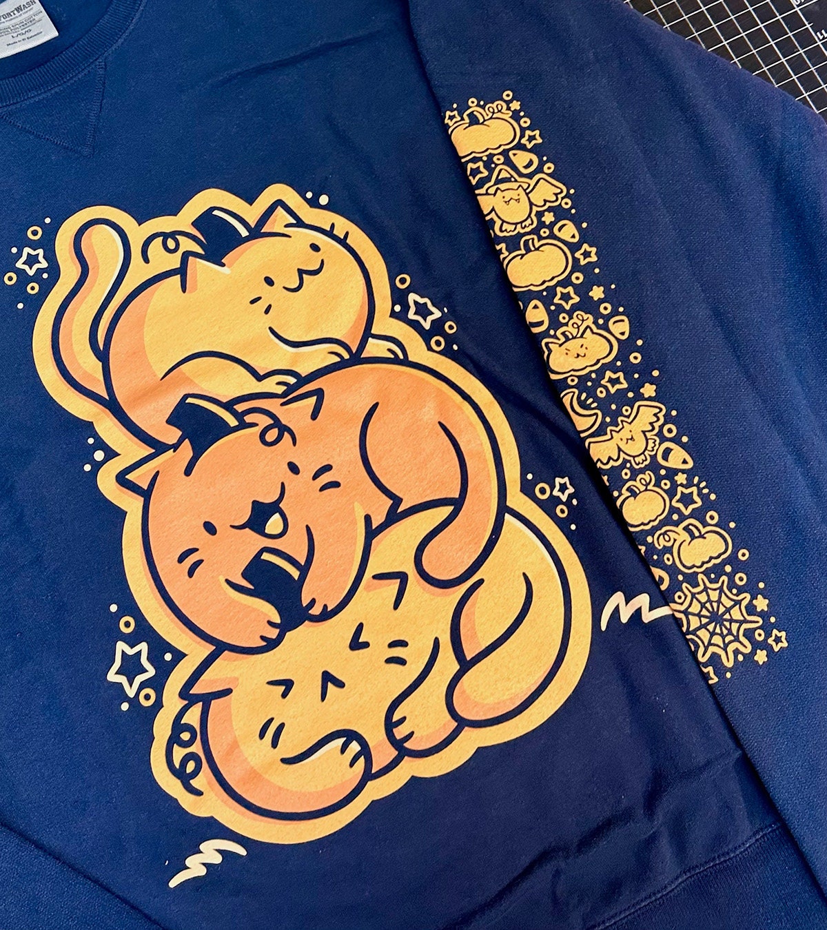 Pumpkin Cats Halloween Crew Neck Sweatshirt