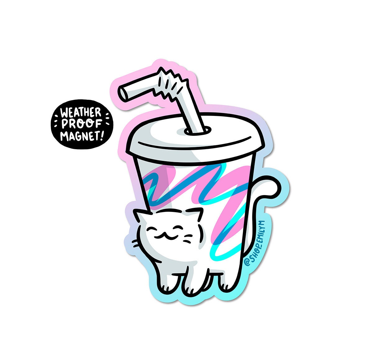 Soft Drink Cup Cat Magnet