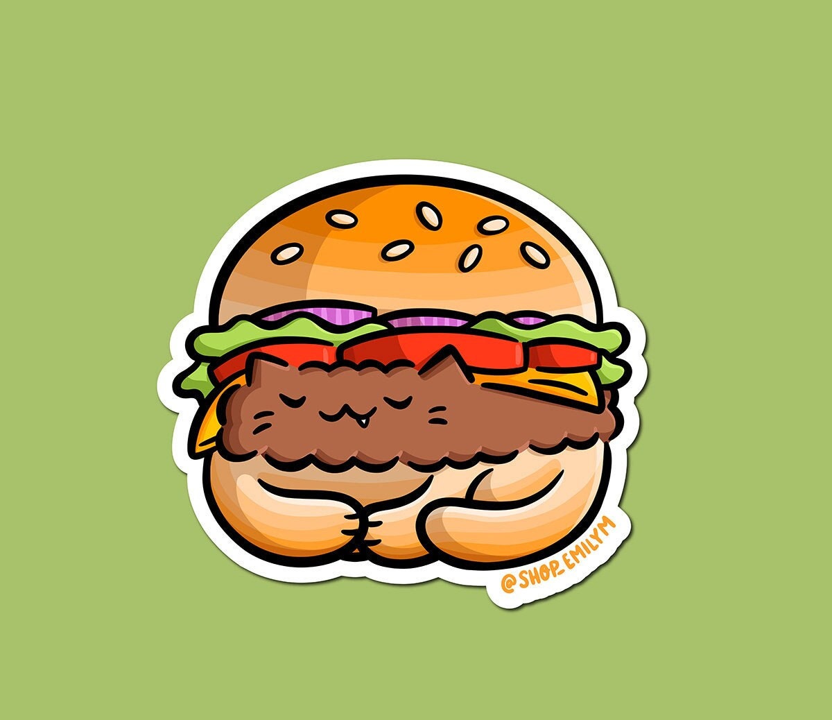 Cheeseburger Cat Sticker