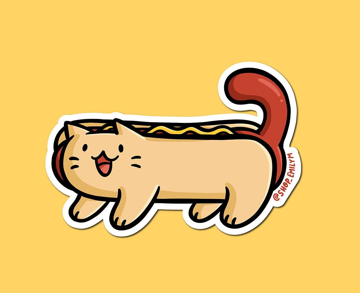 Hot Dog Cat Sticker