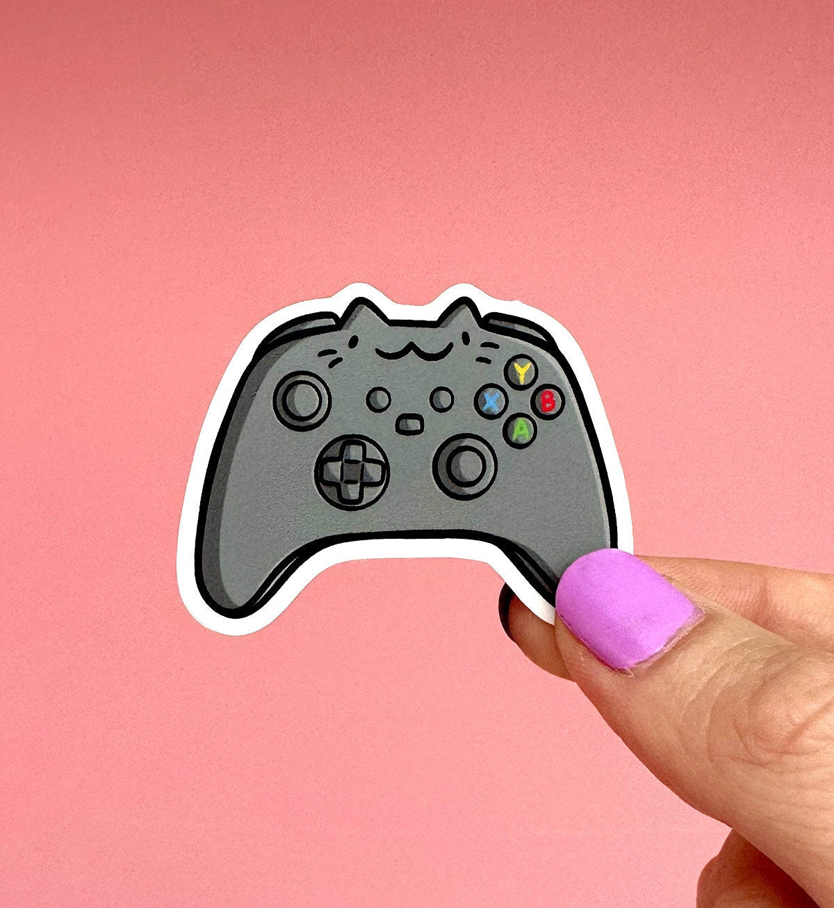 Video Game Controller Cat Mini Sticker (Dark Gray)