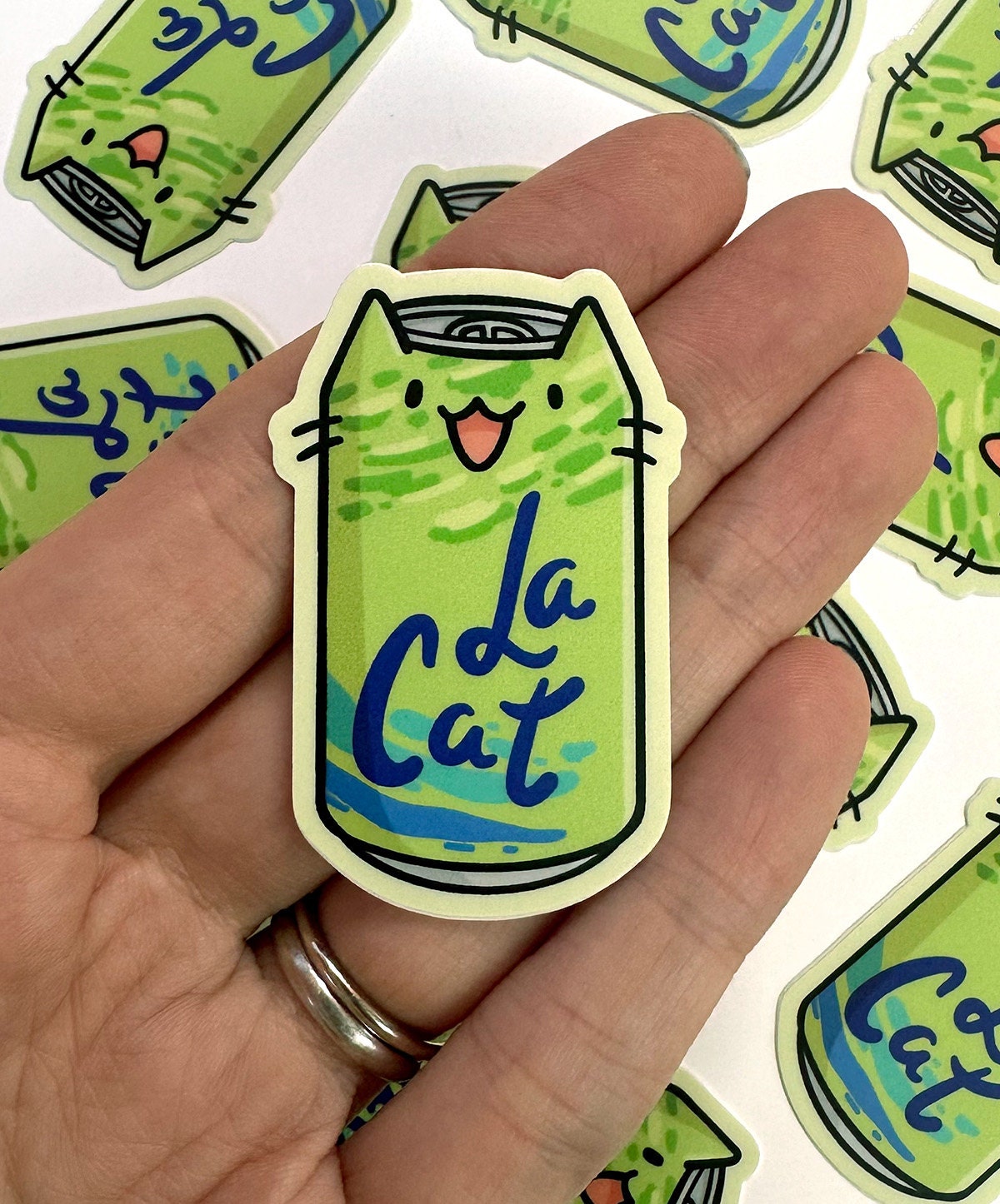 La Cat Mini Sticker (Lime)