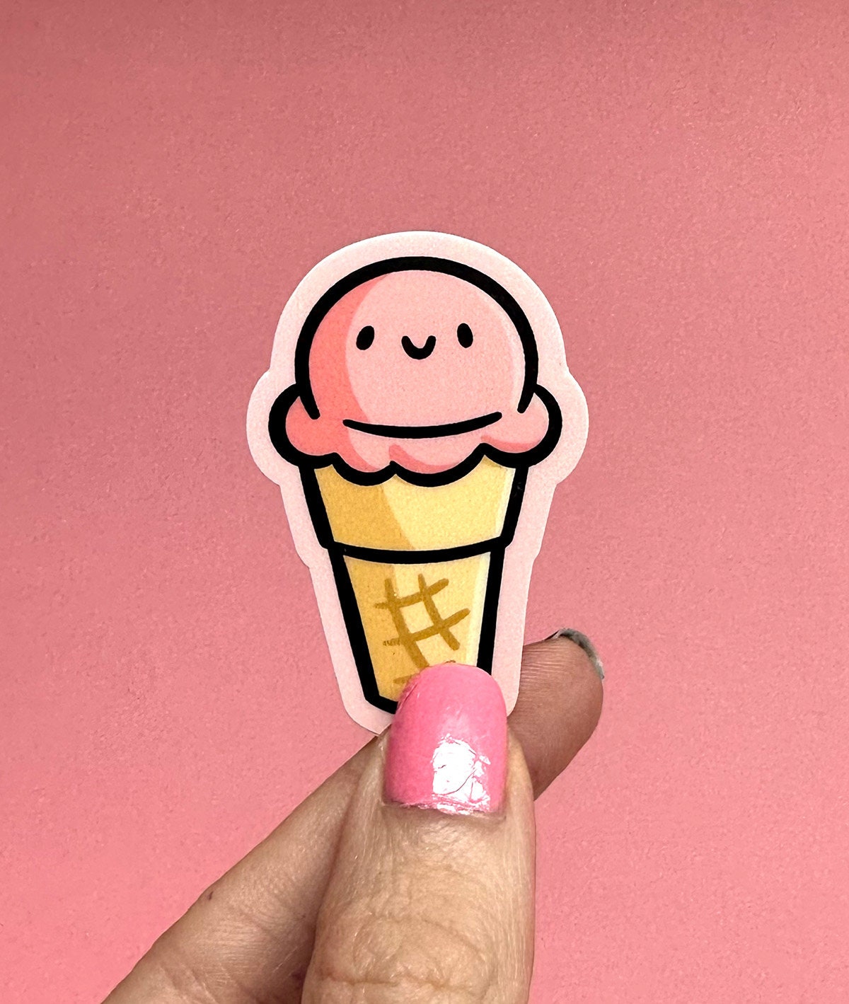 Ice Cream Cone Mini Sticker (Strawberry)