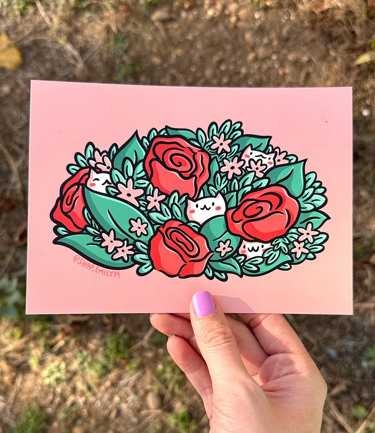 Rose Cats Print
