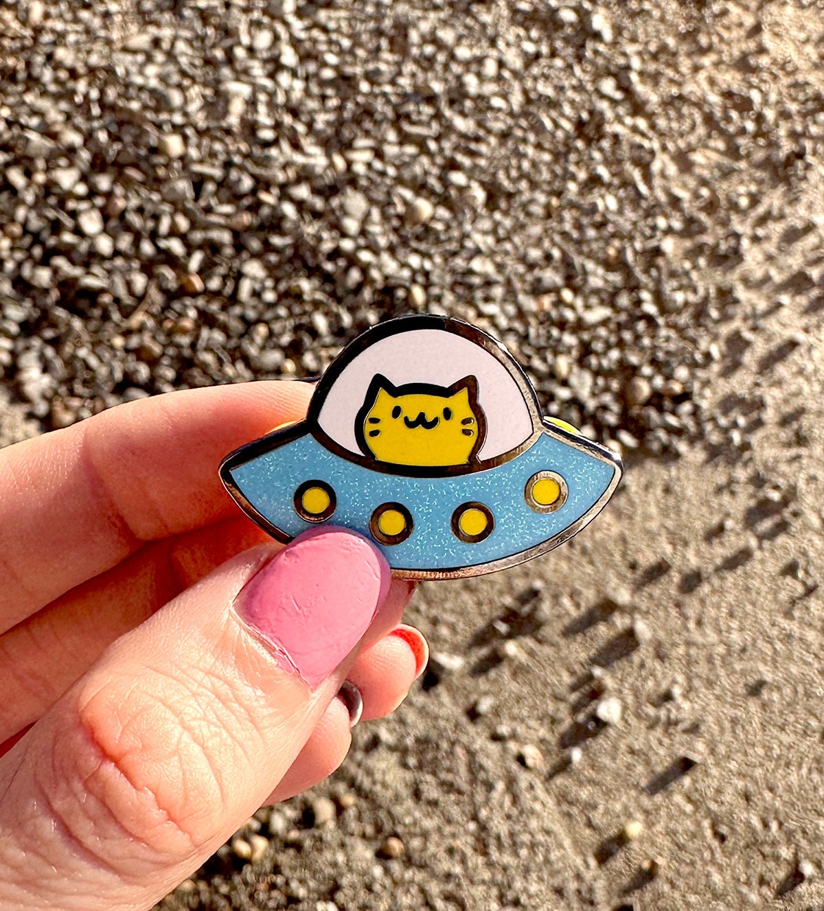 Space Cat Glitter Enamel Pin