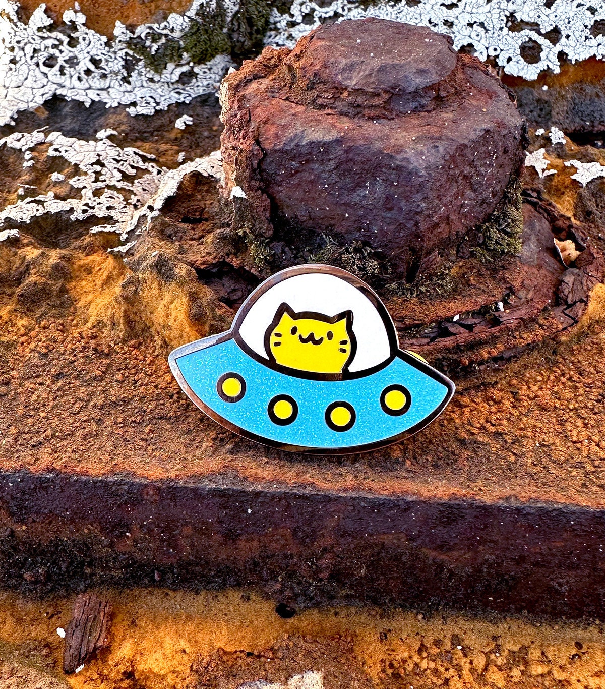 Space Cat Glitter Enamel Pin