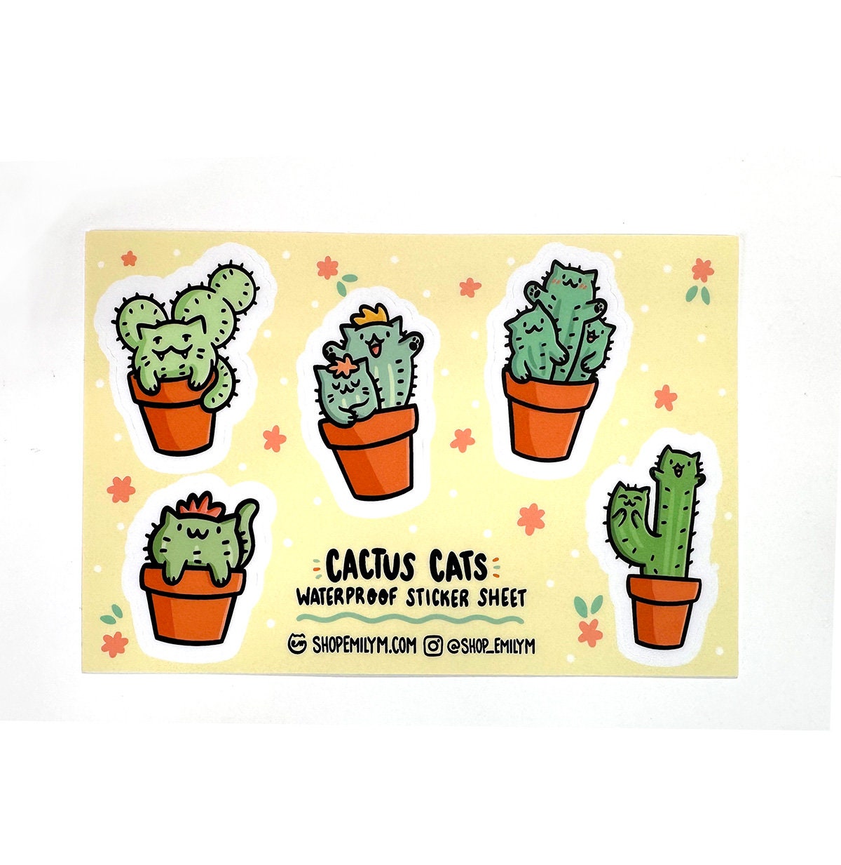 Cactus Cats Waterproof Sticker Sheet