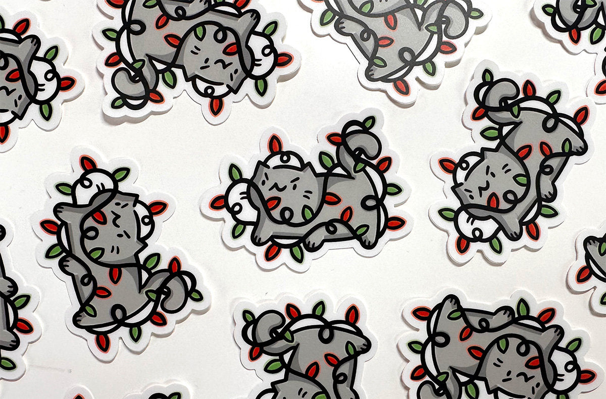 Christmas LIghts Cat Mini Sticker