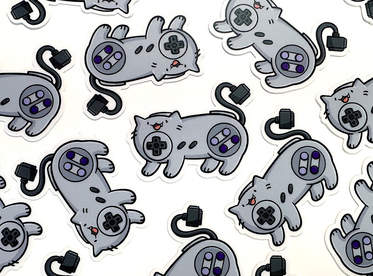 Super Video Game Controller Cat Mini Sticker
