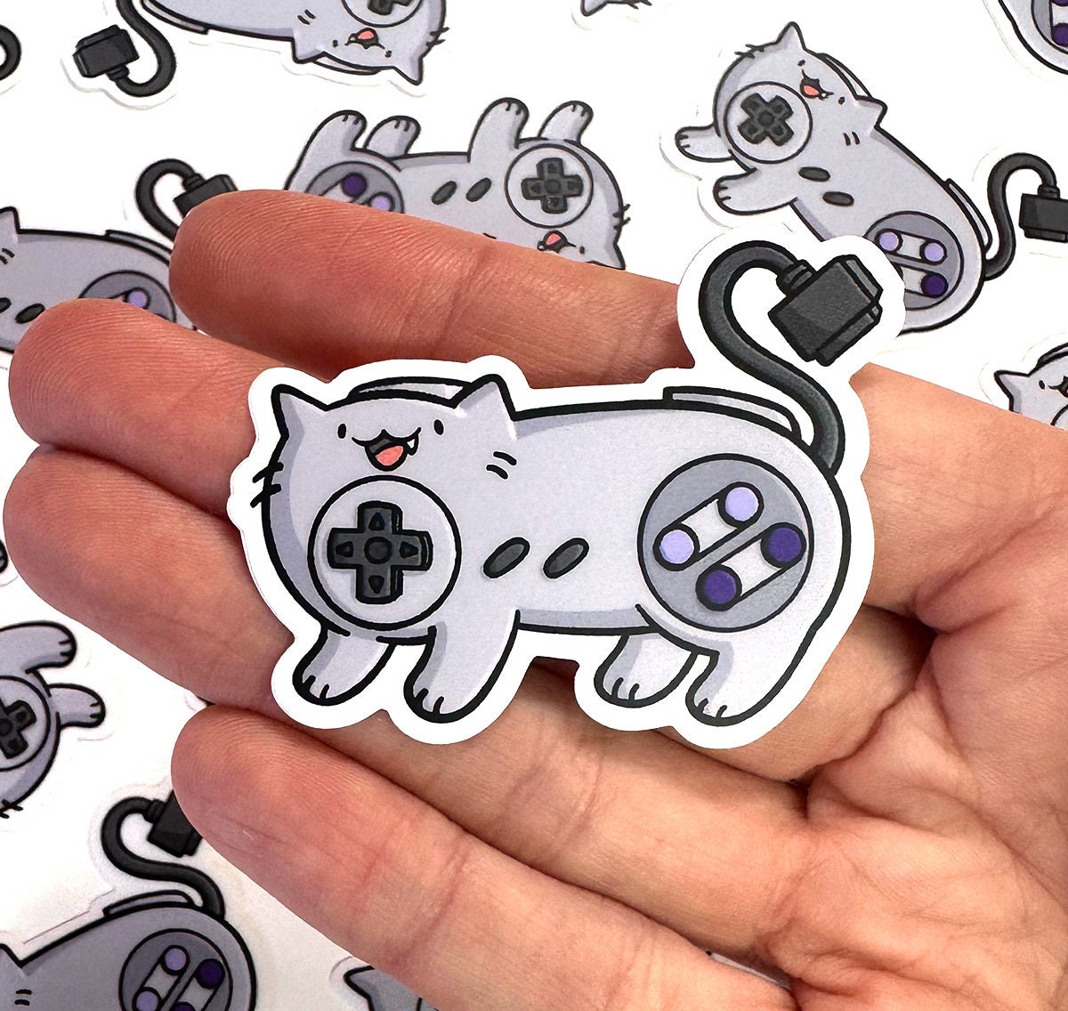 Super Video Game Controller Cat Mini Sticker