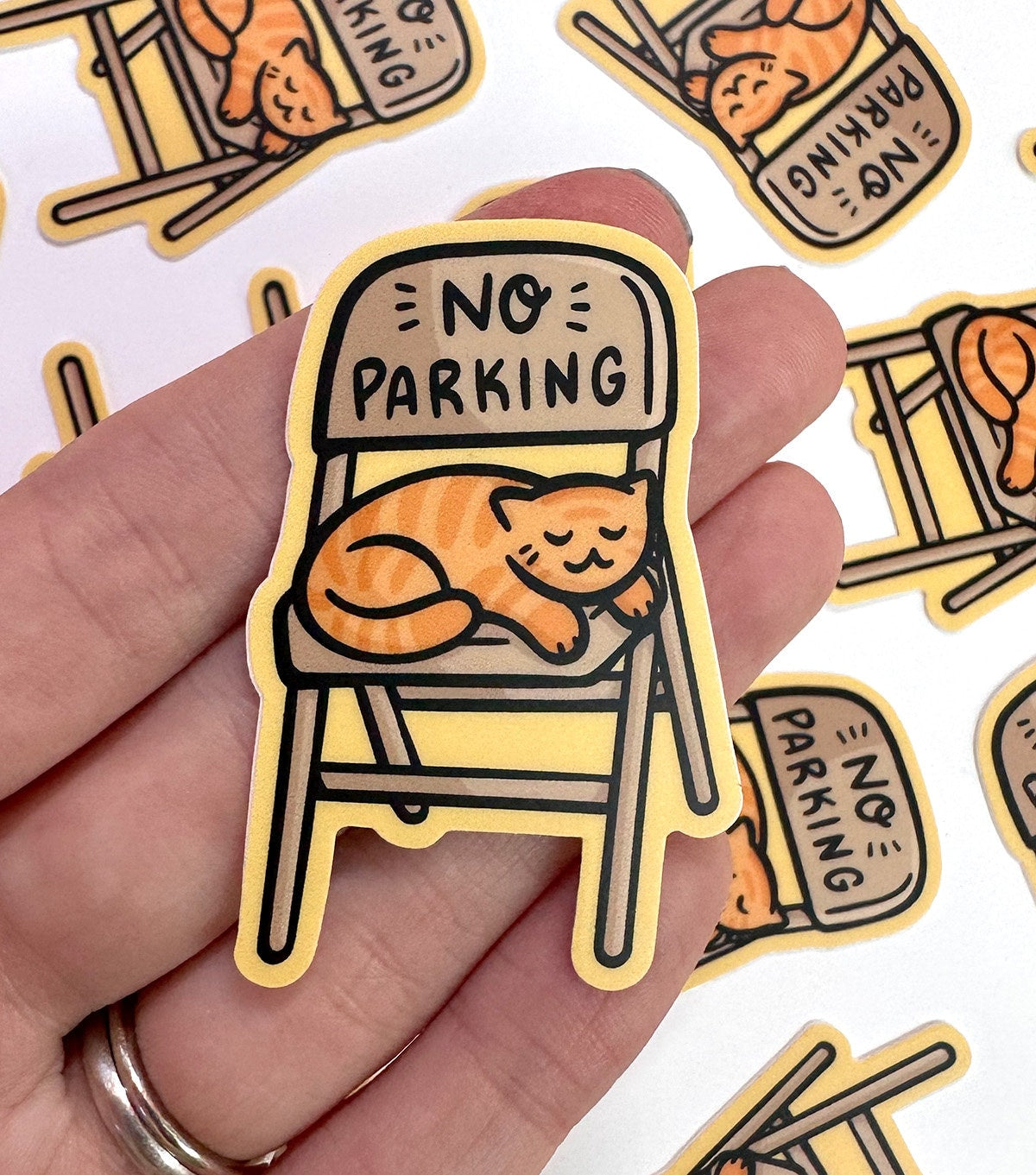 Parking Chair Cat Mini Sticker