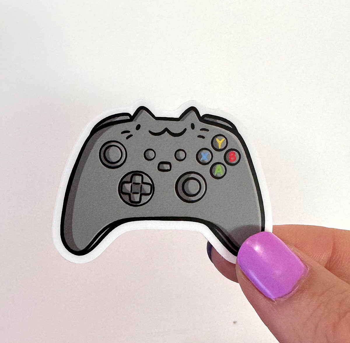 Video Game Controller Cat Mini Sticker (Dark Gray)