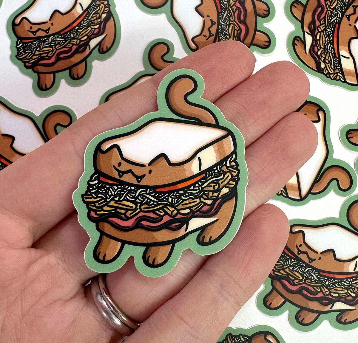 Pittsburgh Sandwich Cat Mini Sticker
