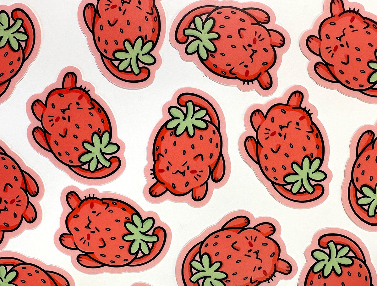 Strawberry Cat Mini Sticker