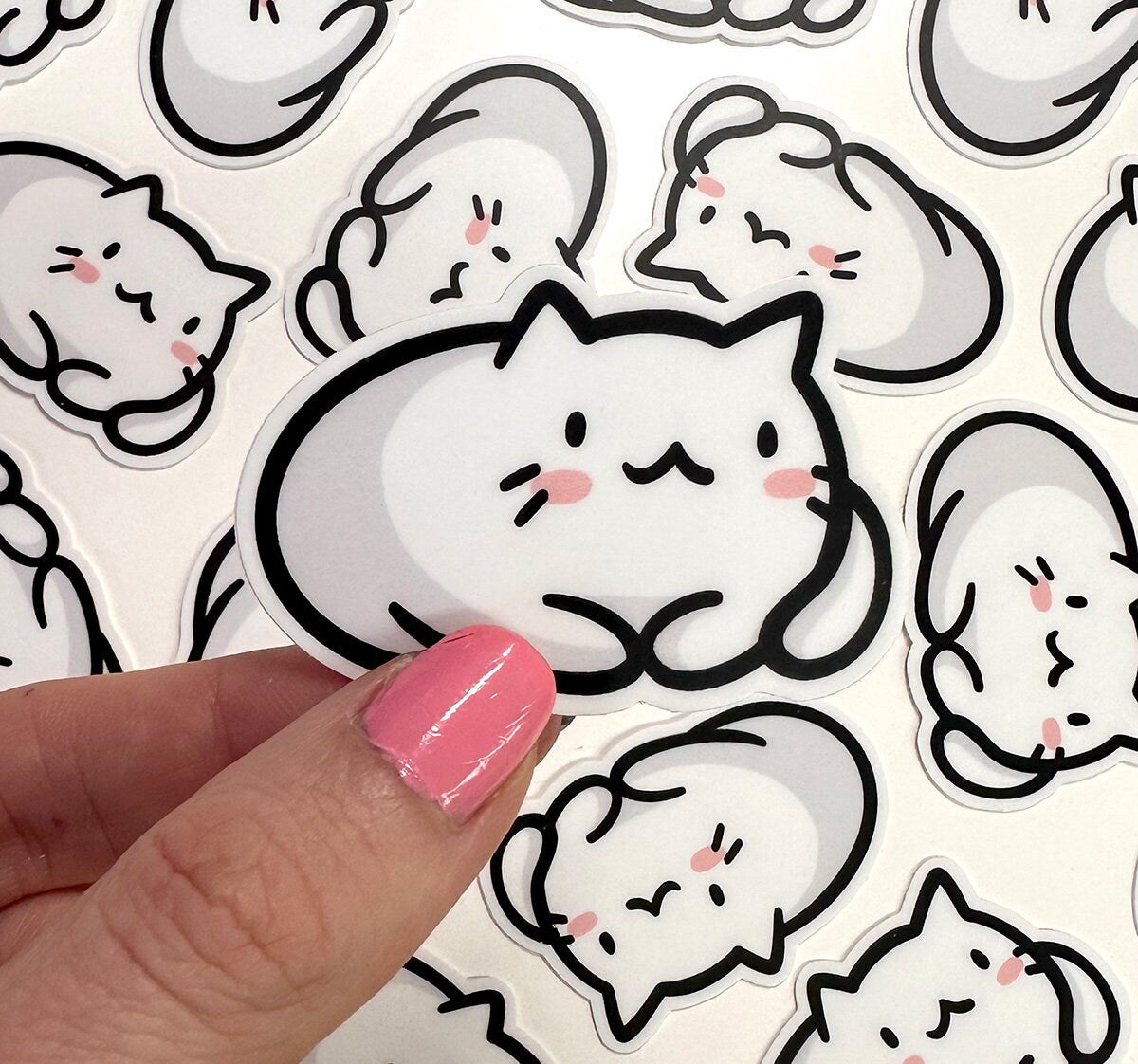 White Cat Mini Sticker