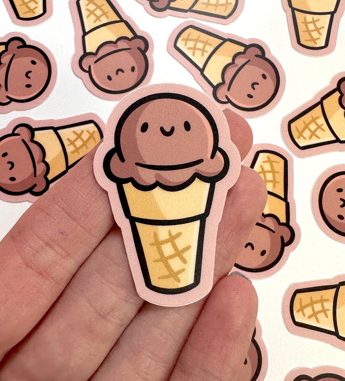 Ice Cream Cone Mini Sticker (Chocolate)