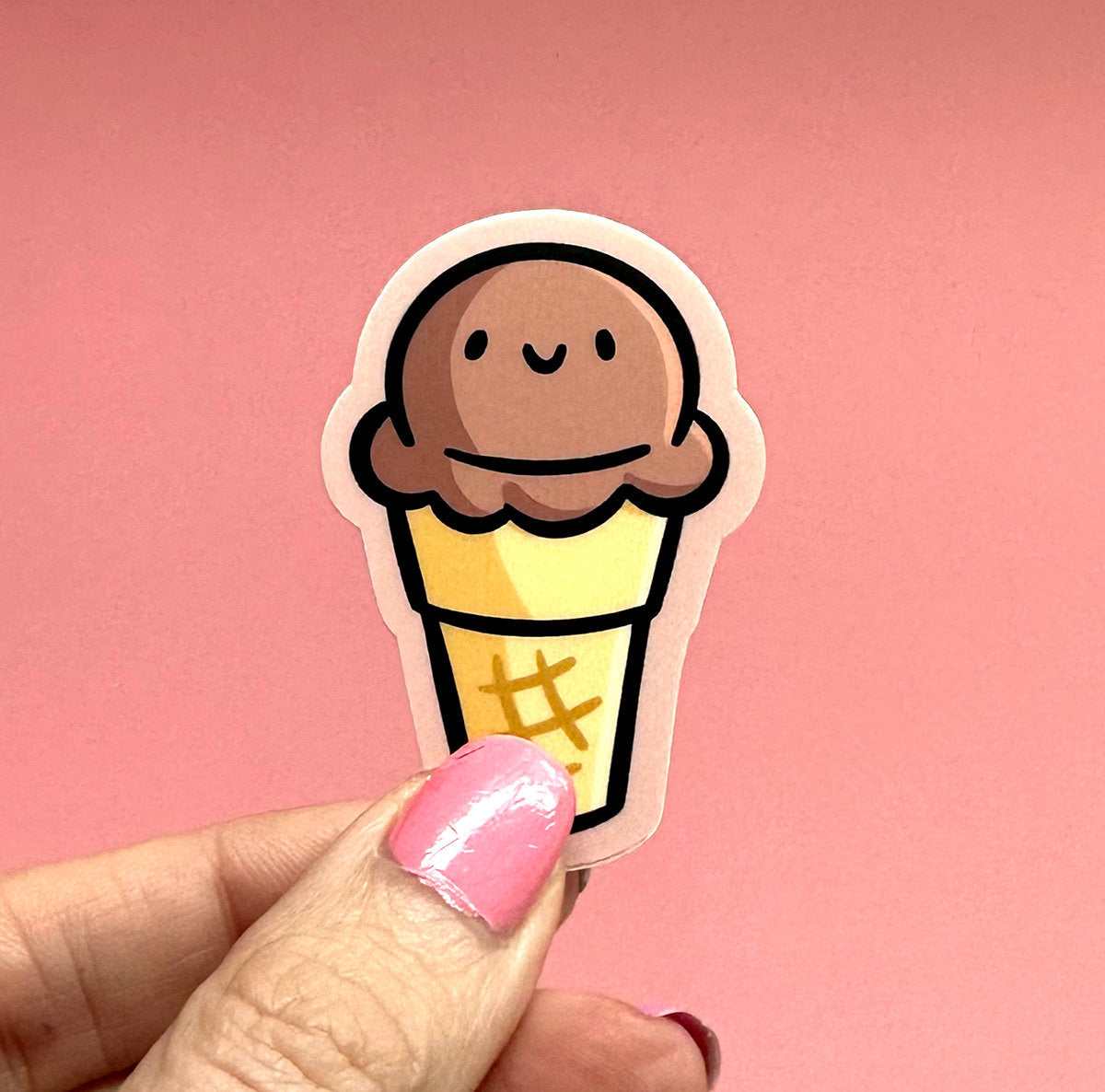 Ice Cream Cone Mini Sticker (Chocolate)