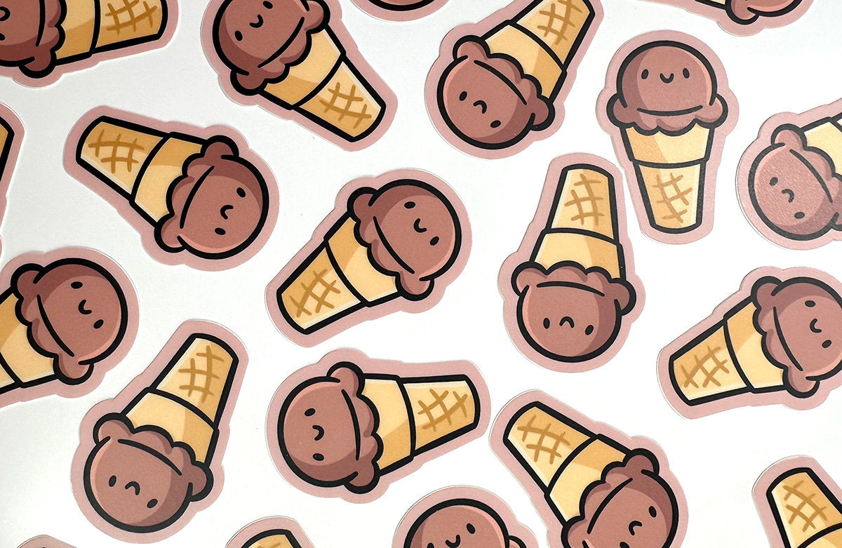 Ice Cream Cone Mini Sticker (Chocolate)