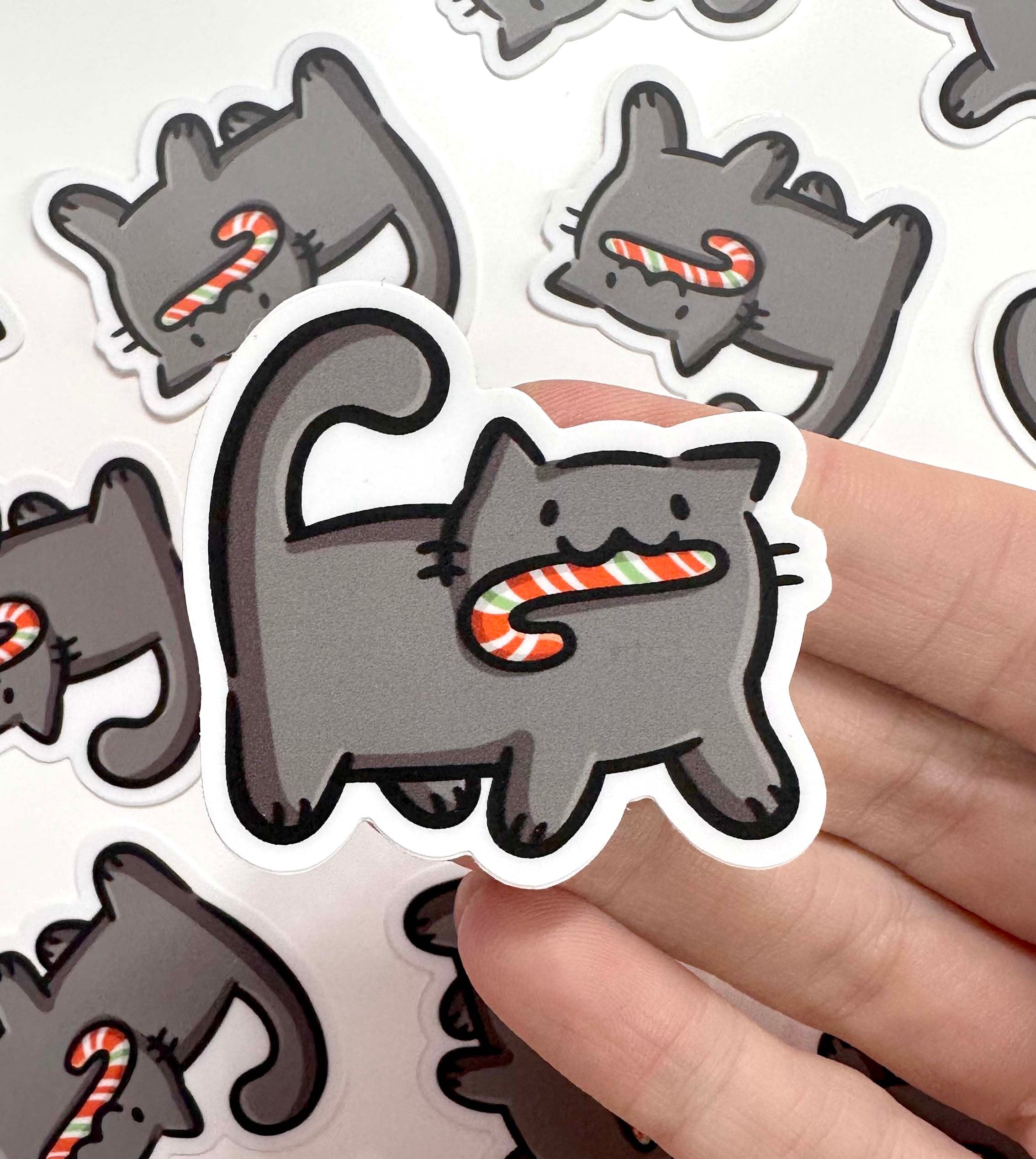 Candy Cane Cat Mini Sticker
