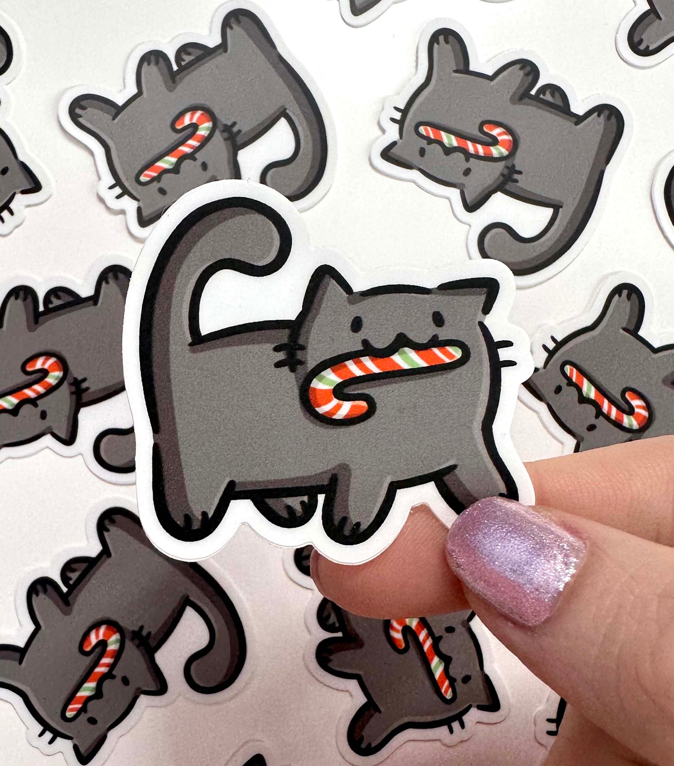 Candy Cane Cat Mini Sticker