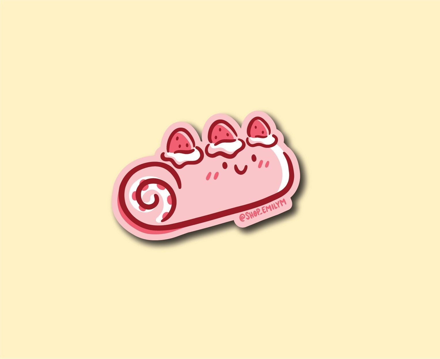 Pink Strawberry Roll Sticker