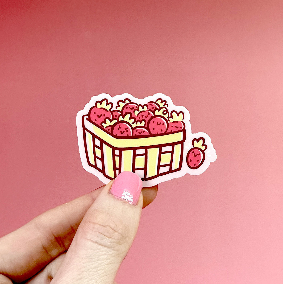 Basket of Strawberries Mini Sticker