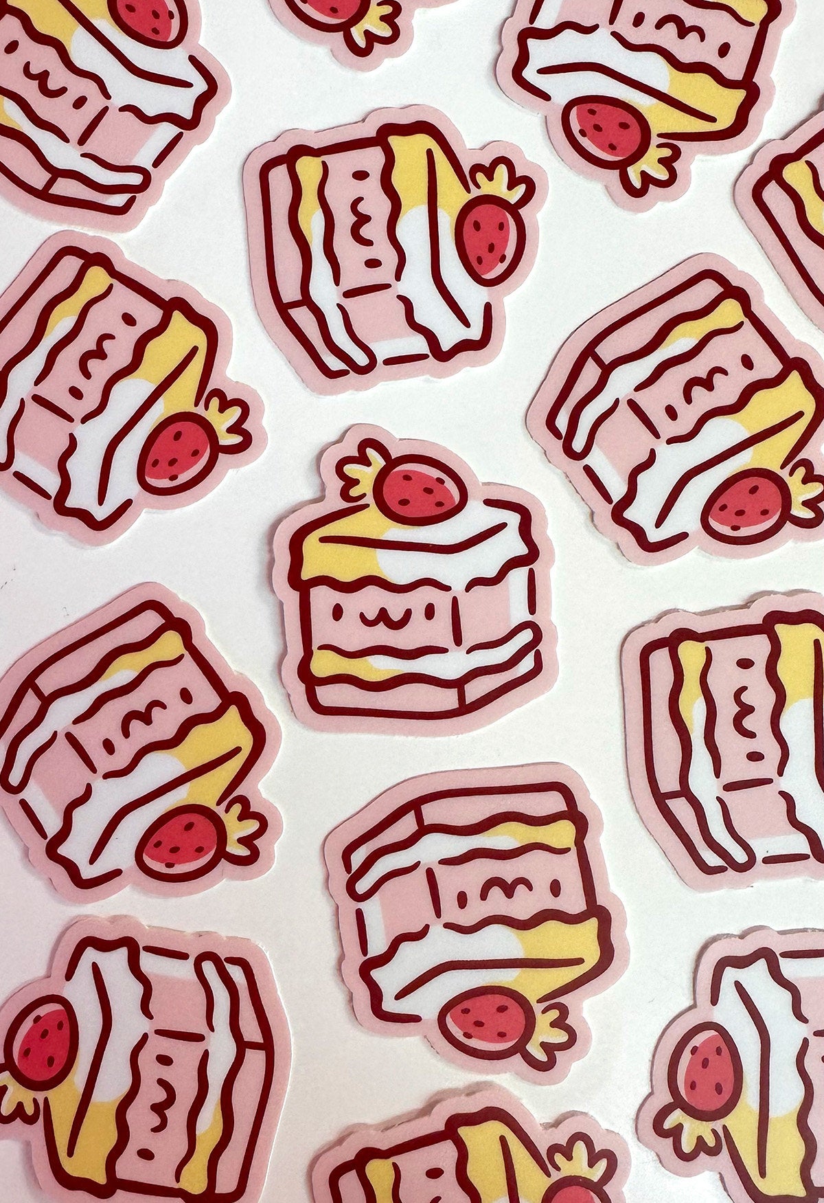 Square Strawberry Cake Mini Sticker