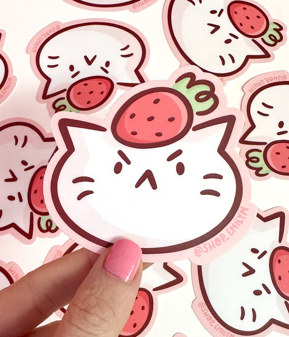 Strawberry Head Cat Sticker