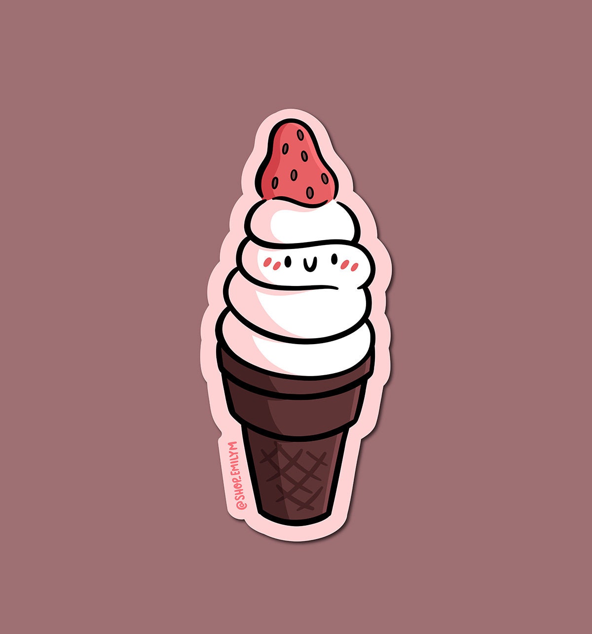 Strawberry Ice Cream Cone Sticker