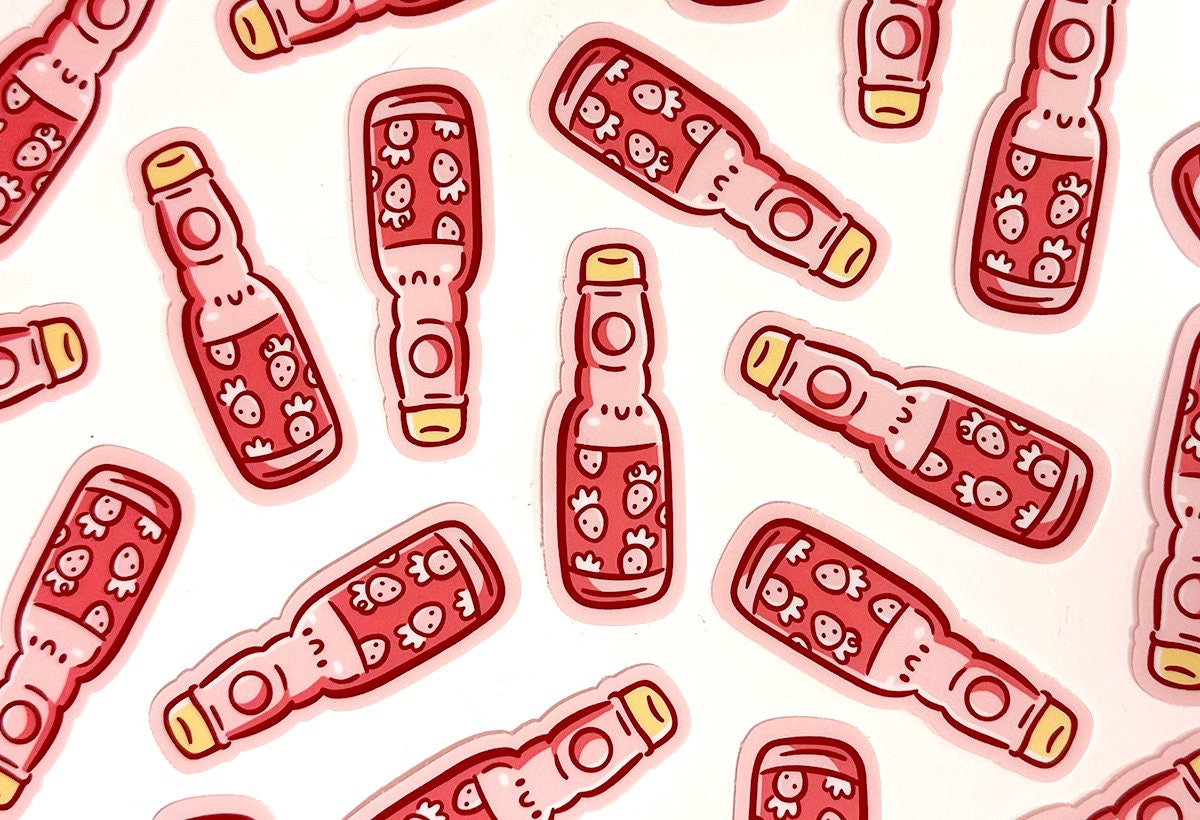 Strawberry Bottled Soda Mini Sticker
